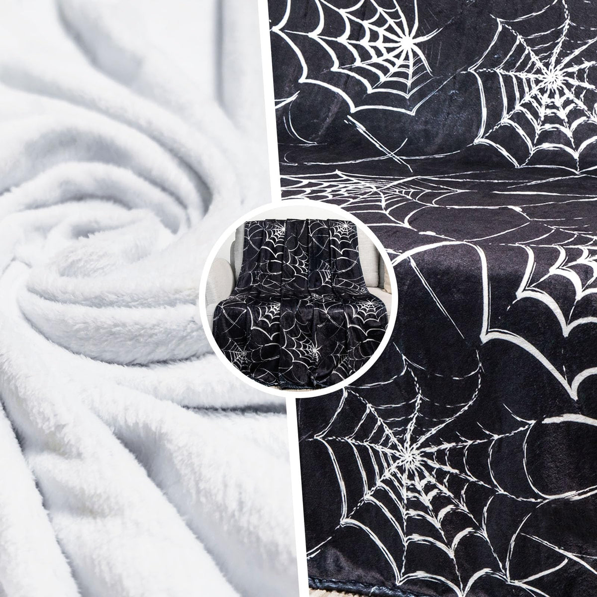 Gothic Spider Web Blanket - Perfect for Gothic Room Decor,Spooky Home Decor, Ideal Gothic Decor Accent,Black Horror Blanket, Soft Flannel for Couch, Bed, and Haunted Mansion Use (50" x 60")