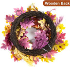 Fall Wreaths for Front Door,Sunflower Autumn Wreath with Lights,Pumpkins and Bows,for Thanksgiving Halloween Farmhouse Indoor Outdoor Outside (Yellow Sunflower)