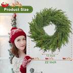 26 Inch Christmas Wreath, Christmas Wreaths for Front Door, Artificial Pine Wreath for Table Wall Window Indoor Outdoor Christmas Decoration