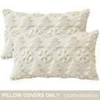OTOSTAR Set of 2 Christmas Throw Pillow Covers 12x20 Inch, Soft Plush Faux Fur Christmas Tree Snowflake Winter Holiday Xmas Decorative Lumbar Cushion Cover Cases for Sofa Couch Bed Living Room, Beige