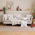 MIULEE Pack of 2 Christmas Decorative Throw Pillow Covers Soft Faux Fur Pillow Cases with Embroidery Snowflake Winter Cute Pillowcases Holiday Decor for Couch Sofa Bedroom, 18×18 Inch, Burgundy