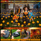 Weepong Halloween Decorations Outdoor 4 Pack Solar Lights, 24 LED Scary Pumpkin Swaying Firefly Lights with Spider & Bats for Outside Garden Yard Lawn Grave Cemetery Ghost Decor Party, Orange