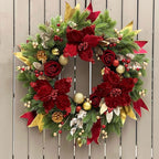 Christmas Wreaths for Front Door, Soomeir 24 Inch Outdoor Christmas Wreath with Lights, Large Prelit Wreath for Holiday Winter Window Outdoor Indoor Xmas