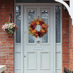 20 Inch Autumn Wreaths for Front Door Fall Wreaths for Thanksgiving & Halloween & Harvest Festival Indoor/Outdoor Fall Decorations with Apples Pomegranates Maple Leaves