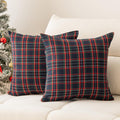 Huierxun Christmas Pillow Covers 18x18 Set of 2, Christmas Decorations Scottish Tartan Plaid Throw Pillow Cases Farmhouse Decorative Square Cushion Case for Sofa Couch Home Decor (Plaid H,18''x18'')