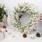 20 Inches White Christmas Wreath Farmhouse Christmas Wreaths for Front Door Rustic Winter Wreath with White Berry Fir Pine Needle for Doors Window Indoors Porches Outside