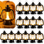12 Pcs Halloween Mini Lantern, Lantern Centerpieces for Tables with LED Simulation Candle, 4 Inch Small Hanging Lantern, Lanterns Decorative for Wedding Centerpiece Tables (Warm Yellow