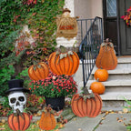 Metal Pumpkin Stakes Yard Signs Fall Decor Decorative Garden Stake Lawn Pumpkins Ornaments Outdoor Autumn Decoration for Harvest Halloween Thanksgiving (26" H Orange x2)