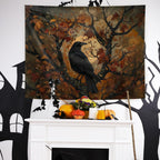 LUVADIAN Halloween Gothic Tapestry, Halloween Black Raven Tapestry Wall Hanging, Dark Academia Halloween Black Crow Wall Art Blanket for Home Bedroom Living Room Office Decor, 50x60 Inch