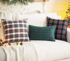 AQOTHES Pack of 2 Christmas Plaid Decorative Throw Pillow Covers Scottish Tartan Cushion Case for Farmhouse Home Holiday Decor Red and White, 24 x 24 Inches