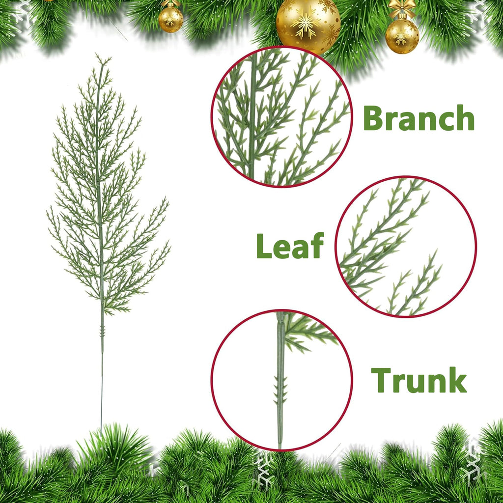 Alpurple 40 PCS Artificial Pine Leaves Branches-13.7 Inches Fake Greenery Pine Sprigs-Faux Picks for DIY Garland Wreath Christmas Embellishing and Home Garden Decoration (40PCS)