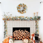Thanksgiving Fall Wreath, Eucalyptus Berries Pumpkins Lamb Ears Leaves Autumn Wreaths for Front Door, Fall Decor, Porch Wall, Home Outdoor Holiday Decorations (Pumpkin Garland)