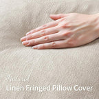MIULEE Christmas Decorative Throw Pillow Covers Neutral Linen Fringe Throw Pillows Set of 2 Natural Beige Boho Farmhouse Cushion Covers with Tassels for Couch Sofa Bed Living Room Decor 18x18 Inch