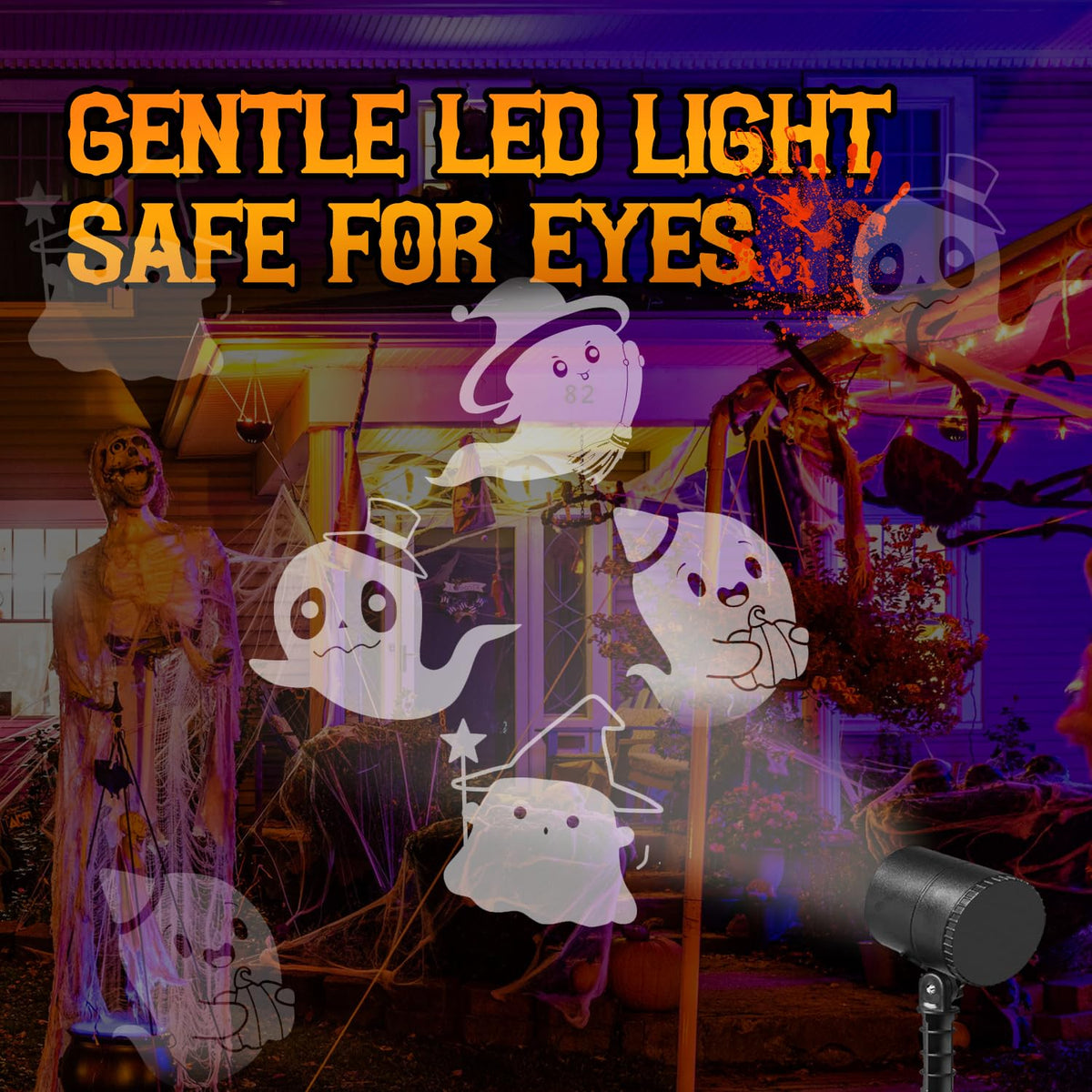 Halloween Projector Lights, LED Halloween Decoration,Ghost Rotating Projector Lights, Indoor Outdoor Landscape Night Light for Home Thealter, Ceiling, Room, Patio, Garden, Yard Stake, Bedroom Decor