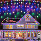 1296 LED 131FT Christmas Lights 288 Drops, Outdoor Hanging light with 8 Modes & Timer, Plug in Curtain String Light Outdoor Waterproof for House Holiday Wedding Party Garden Outside Decor (Multicolor)