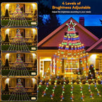 Christmas String Lights Outdoor Decoration 317 LED Star Fairy String Lights 11 Modes & Waterproof for Party Wedding Patio Yard New Year Holiday Indoor Outdoor - Warm White + Multi-Colored