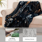 Goth Skull Blanket for Boys Kids Men Women, Flannel Skeleton Blankets Gifts, Halloween Black Cat Skull Throw Blanket for Sofa Couch Bed Living Room Soft Warm Cozy Gothic Decor 60" x 50"