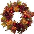20 Inch Autumn Wreaths for Front Door Fall Wreaths for Thanksgiving & Halloween & Harvest Festival Indoor/Outdoor Fall Decorations with Apples Pomegranates Maple Leaves