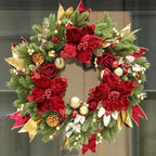 Christmas Wreaths for Front Door, Soomeir 24 Inch Outdoor Christmas Wreath with Lights, Large Prelit Wreath for Holiday Winter Window Outdoor Indoor Xmas