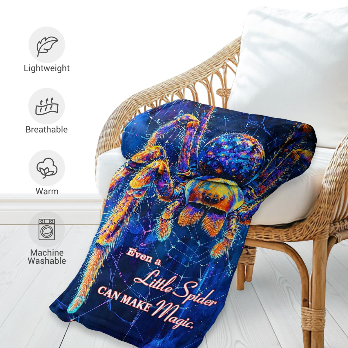 Jekeno Gothic Spider Web Blanket Gifts for Women Girls Mom Sister Friends Birthday Halloween Christmas Colorful Horror Print Present Decor Home Sofa Couch Soft Cozy Plush Throw for Kids Adults 50"x60"