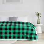 Touchat Sherpa Green and Black Buffalo Plaid Christmas Twin Blanket 60" X 70", Fuzzy Fluffy Soft Cozy Blanket, Fleece Flannel Plush Microfiber Blanket for Couch Bed Sofa (Green and Black)