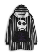 Disney The Nightmare Before Christmas Kids Wearable Blanket Hoodie | Childrens Black NMBC Striped Hooded Pullover