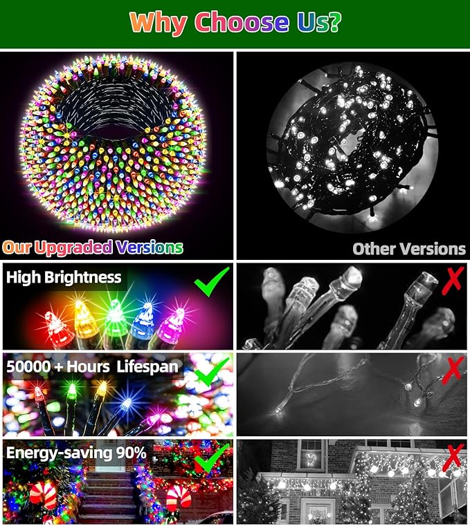 1500 LED 470FT Christmas Lights Outdoor,12 Lighting Modes Christmas String Lights with Timer, Dimmable Multicolor LED String Light Waterproof for Yard Tree Xams Wedding Party Holiday Decorations