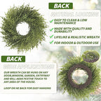 24 inch Norfolk Pine Wreath, Realistic Christmas Wreath for Front Door,Artificial Real Touch Green Wreath Greenery for Door Wall Windows Mantle Outdoor Christmas Decoration
