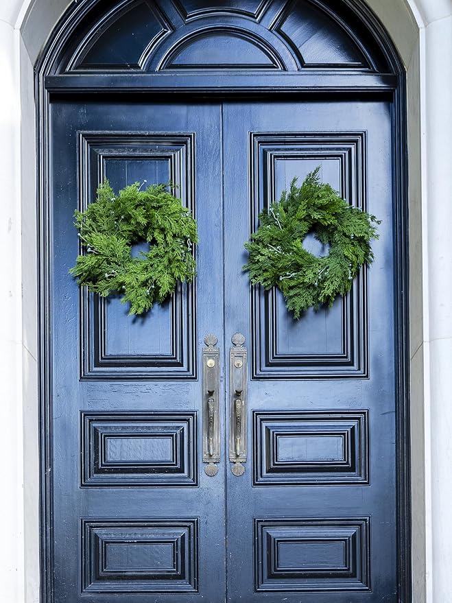 22" Cedar Wreath with Blue Berry Christmas Wreath for Front Door for Windows Mantle Porches Walls Indoor Outdoor Xmas Christmas Decorations Home Decor