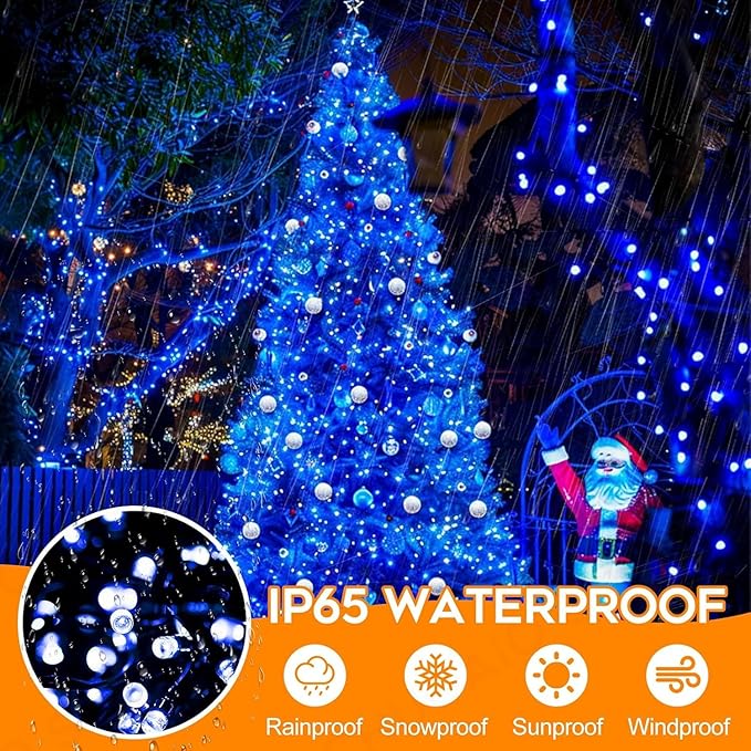 264FT 800 LED Christmas Lights with Timer, Twinkle Fairy Lights String with 8 Flashing Modes String Lights for Indoor Bedroom Outdoor Christmas Trees Garland Wreath Holiday Decorations, Blue