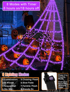 Halloween Decorations Outdoor Spider Web Lights - 16.4Ft Light Up Spider Web with 550 LEDs, Waterproof, 8 Modes Memory Function for Outdoor Yard Halloween Decorations (with Spider)