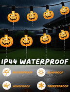 Unleash a Haunting Glow: 10.5ft Plug-in Halloween Pumpkin String Lights, Connectable (Up to 72 Strands), Waterproof Jack o Lantern Lights for Outdoor/Indoor, Heavy-Duty Orange Holiday Lights for Porch