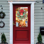 YULETIME 20" Pre-Lit Christmas Wreath, Battery Operated with 10 Fairy Lights Holiday Wreath, Red Bowknot & Baubles, Pine Cones, Red Berries, Green Leaves Holly, Spruce Branches, Pine Needles