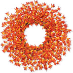 26 Inch Realistic Fall Wreaths for Front Door Outside Autumn Wreath Outdoor Indoors Fall Decorations for Home Thanksgiving Halloween Holiday Decorations Clearance for Wall Porch Door (Orange)
