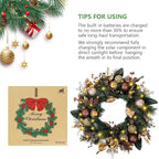 Solar Christmas Wreath 28 Inch Pre-Lit Solar 50 Led Artificial Wreath for Front Door Window Home Decor Decorated with Golden Pine Cones Christmas Balls Glitter Pine Branches(2811)