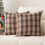 Huierxun Christmas Pillow Covers 18x18 Set of 2, Christmas Decorations Scottish Tartan Plaid Throw Pillow Cases Farmhouse Decorative Square Cushion Case for Sofa Couch Home Decor (Plaid F,18''x18'')