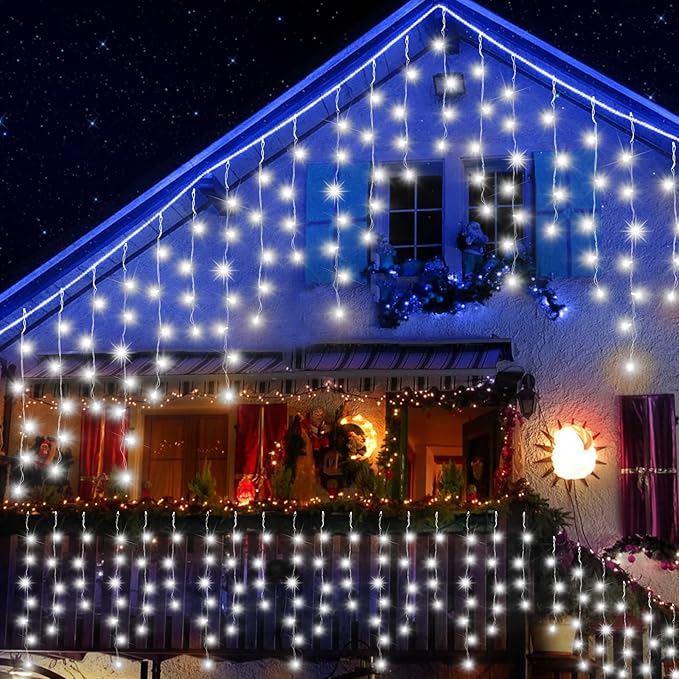 33FT Christmas Lights Outdoor, 400 LED Outdoor String Lights Waterproof Plug in with 8 Modes & Timer, Christmas String Lights for Tree Party, Garden, Holiday Decorations（Cool White）