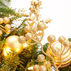 Pre-lit Christmas Wreath with Lights, Pine Cones Gold Balls, Berries and Gold Flowers, 24 Inch 50 Battery Operated LED Lights, Holiday/Decoration/for Front Door/Outdoor