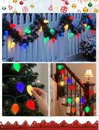 LED Christmas Lights Outdoor, 26FT 50 Count Multicolor C9 String Lights, Energy-Saving Vintage Christmas Lights, Connectable Plug-in Outside Colored Christmas Tree Lights for House Decorations