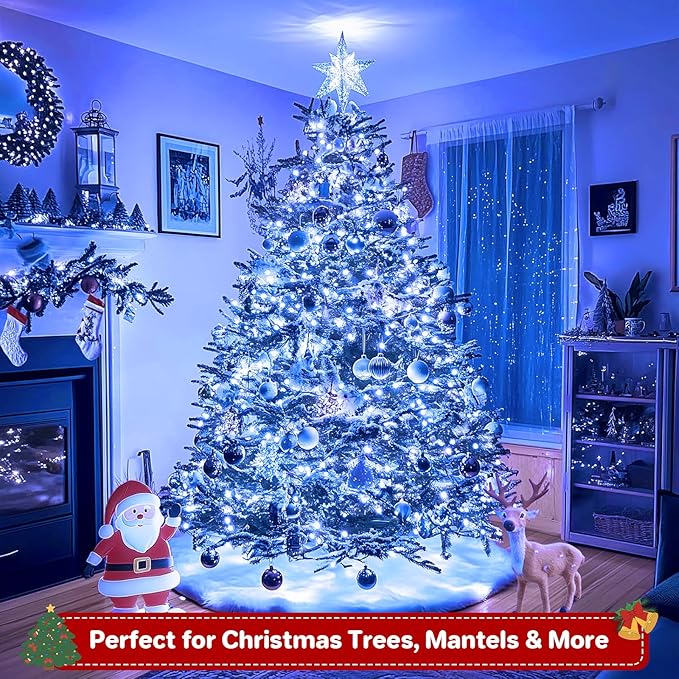 264FT 800 LED Christmas Lights with Timer, Twinkle Fairy Lights String with 8 Flashing Modes String Lights for Indoor Bedroom Outdoor Christmas Trees Garland Wreath Holiday Decorations, Blue