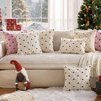 MIULEE Christmas Tree Decorative Pillow Covers Faux Fur Wool Throw Pillows Soft Plush Cushion Covers Set of 2 Xmas Home Decor Winter Holiday for Sofa Couch Livingroom Bed 18x18 Inch Cream