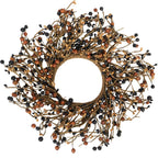 Quixem 15" Black & Tan Pip Berry Candle Ring (4.5" Inner), Primitive Rustic Artificial Mini Wreath for 3" Pillars, Farmhouse Kitchen Decor, Halloween & Everyday Centerpiece