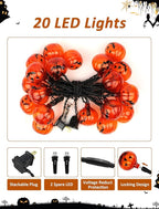 Bright Halloween Pumpkin String Lights, 12ft 20 LED UL Listed String Lights, Easy Plug-in & Connectable for Instant Indoor/Outdoor Party Atmosphere & Porch Decor