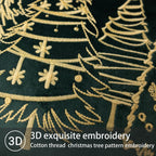 GEEORY Green Velvet Embroidered Christmas Tree Pillow Covers 18x18 Inch Set of 2, Xmas Decorations Farmhouse Winter Holiday Decor Cushion Case for Sofa & Bed GX006-18