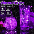 3 Pack Fairy Lights Battery Operated with Remote & Timer, 26 FT 80 LED Halloween String Lights Outdoor Indoor Decoration, 8 Modes Twinkle Lights for Halloween Party Christmas Bedroom Décor (Purple)