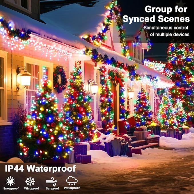 114 FT 350 LED String Lights Outdoor Indoor, Christams String Lights Waterproof 8 Modes & Timer, Fairy Lights Plug in for Bedroom, Weeding, Patio, Party, Holiday,Christmas Decor（Multicolor）