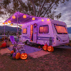 JMEXSUSS 400 LED Halloween Lights Outdoor Indoor, 132ft Halloween String Lights Plug in, Orange and Purple Light for Yard Tree Porch House