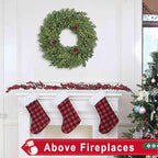 24 Inch Real Touch Lush Christmas Wreaths for Front Door with White Berries/Pine Cone Outdoor Christmas Decorations Winter Wreath Cypress Wreath for Windows Indoor Outside Xmas Home Decor Holiday