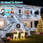 1500LED Christmas Lights Outdoor Use, 470ft 12 Modes Cool White LED String Lights with Timer Dimmable, Waterproof Christmas Lights for Tree Wedding Xmas Patio Fence Balcony Garden Decor Cool White