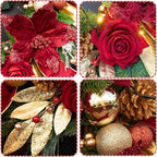 Christmas Wreaths for Front Door, Soomeir 24 Inch Outdoor Christmas Wreath with Lights, Large Prelit Wreath for Holiday Winter Window Outdoor Indoor Xmas